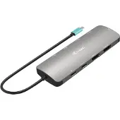 I-Tec USB-C Metal Nano 2x Display Docking Station + Power Delivery 100 W, Kabelgebunden, USB 3.2 Gen 1 (3.1 Gen 1) Type-C, 100 W, 10,100,1000 Mbit/s, Silber, 5 Gbit/s