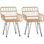 Syfax Gartenstühle 2 Stk. mit Armlehnen 56x64x80 cm PE-Rattan