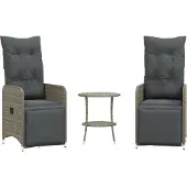 Syfax Outdoor-Lehnstühle 2 Stk. mit Tisch Grau Poly Rattan