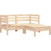 Syfax Gartensofa 2-Sitzer mit Hocker Massivholz Kiefer