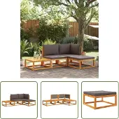 The Living Store 4-tlg. Garten-Sofagarnitur mit Kissen Massivholz Akazie