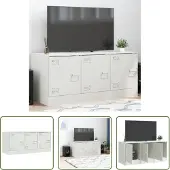 The Living Store TV-Schrank Weiß 99x39x44 cm Stahl