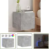 The Living Store TV-Wandschrank mit LED-Leuchten Betongrau 30,5x35x30 cm