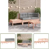 The Living Store Gartensofa mit Kissen und Fußhocker Massivholz Douglasie