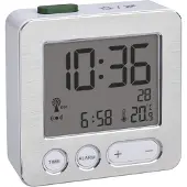 TFA-Dostmann Funk-Wecker mit Temperaturanzeige, silber, 60.2545.54,