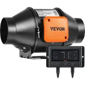 Vevor Inline Kanalventilator, 21 W 205 CFM mit Temperatur-Feuchtigkeitsregler, leiser EC-Motor Belüftung Abluftventilator für Kühlung Booster, Wachstumszelte, Hydrokultur