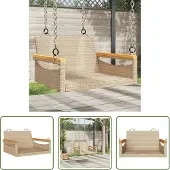 The Living Store Hängesessel Beige 63x62x40 cm Poly Rattan