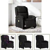 The Living Store Massagesessel Elektrisch Schwarz Samt