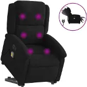 Syfax Massagesessel mit Aufstehhilfe Elektrisch Schwarz Samt