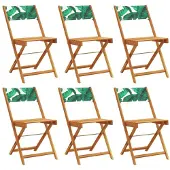 Syfax Klappstühle, 6 Stück, grüner Stoff und Massivholz