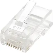 Intellinet 100er-Pack Cat5e RJ45-Modularstecker, UTP, 3-Punkt-Aderkontaktierung, für Massivdraht, 100 Stecker pro Becher, RJ-45, Transparent, Polycarbonat, Cat5e, U/UTP (UTP), Gold