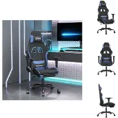 vidaXL Gaming-Stuhl mit Fußstütze Schwarz und Blau Stoff - Gaming-Sessel