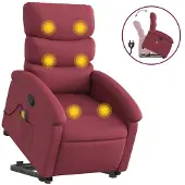 Syfax Massagesessel mit Aufstehhilfe Weinrot Stoff