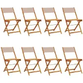 Syfax Klappstühle, 8-teilig, taupefarbener Stoff und Massivholz