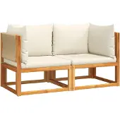 Syfax Gartensofas-Ecke mit Kissen 2 Stk. Holz Akazie & Seil