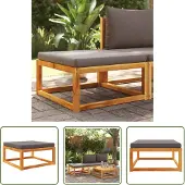 The Living Store Gartenhocker mit Kissen 65x65x29 cm Massivholz Akazie
