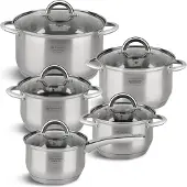 Edenberg Classic Line - Luxus-Kochgeschirr-Set - Edelstahl - 10-teilig - 5-Schicht-Boden
