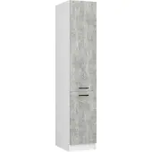 Akord Küchen-Hochschrank Weiß 40 cm 2 Türen Front Beton B40xH57xT205 cm