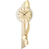 AMS W7477 Pendelwanduhr mit Holzgehäuse und Messing-Aluminium-Auflage
