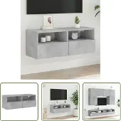 The Living Store TV-Wandschrank Betongrau 80x30x30 cm Holzwerkstoff