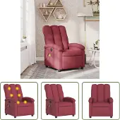 The Living Store Massagesessel Weinrot Stoff