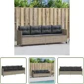 The Living Store Sonnenliege mit Kissen Hellgrau Poly Rattan