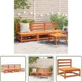 The Living Store Gartensofas ohne Armlehnen 3 Stk. Wachsbraun Massivholz Kiefer