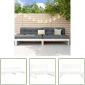 The Living Store Garten-Mittelsofas 2 Stk. Weiß 120x80 cm Massivholz Kiefer