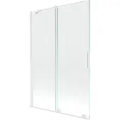 Mexen Velar 2-flügelige Badewannenabtrennung 120 x 150 cm, transparent, weiß - 896-120-000-01-20