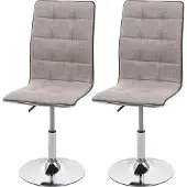 Mendler 2er-Set Esszimmerstuhl HWC-C41, Stuhl Küchenstuhl, höhenverstellbar drehbar, Stoff/Textil creme-grau