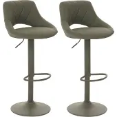 Mendler 2er-Set Barhocker HWC-N64, Barstuhl Tresenhocker, Fußablage drehbar, Kunstleder Metall grün
