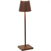 Zafferano LED-Akku-Tischlampe Poldina micro, rostbraun, IP65 dimmbar, braun / rost, Aluminium, Modern