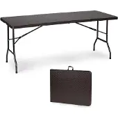 Northix Garten-Bankett-Catering-Tisch, klappbar, 180 cm, Rattan