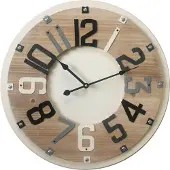 Rebecca Mobili Wanduhr aus Holz, braun, weiß und schwarz ø 50 cm