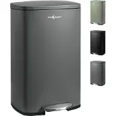 MAXCRAFT Mülleimer / Treteimer mit Soft Close Deckel - 50 Liter in Grau