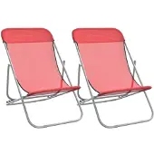 Syfax Strandstühle 2 Stk. Rot Textilene & Pulverbeschichteter Stahl