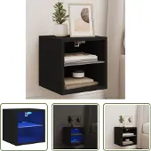 The Living Store TV-Wandschrank mit LED-Leuchten Schwarz 30x28,5x30 cm