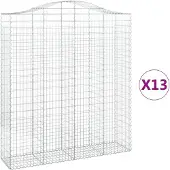 vidaXL Gabionen mit Hochbogen 13Stk. 200x50x220/240cm Verzinktes Eisen