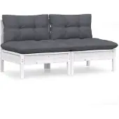 Syfax 2-Sitzer-Gartensofa mit Anthrazit Kissen Massivholz Kiefer
