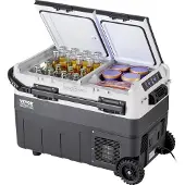 Vevor Tragbarer Autokühlschrank, 12-Volt-Autokühlschrank, 50L tragbarer Dual-Zone-Gefrierschrank, einstellbare Temperatur, Kompressorkühler für Zuhause, Outdoor, Camping, Wohnmobil, Auto