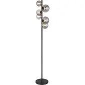 Globo Stehleuchte Riha, Höhe 155 cm, schwarz/rauchfarben, 6-flg.