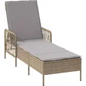 Syfax Sonnenliege Poly-Rattan Beige und Hellgrau