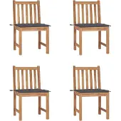 Syfax Gartenstühle 4 Stk. mit Kissen Massivholz Teak
