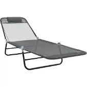 Syfax Klappbare Sonnenliege Grau 182 x 55 x 85,5 cm Textilene
