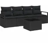 Syfax Sofa Set 5 stk. 4-Sitzanzahl Schwarz Poly-Rattan