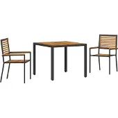 Syfax Garten Essgruppe 3 stk. Schwarz und Braun Poly-Rattan