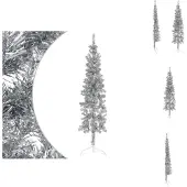 vidaXL Künstlicher Halb-Weihnachtsbaum Ständer Schlank Silbern 120 cm - Weihnachtsbäume