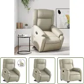 The Living Store Relaxsessel mit Aufstehhilfe Creme Kunstleder