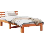 Syfax Bettrahmen Wachsbraun 90 x 200 cm Massives Kiefernholz