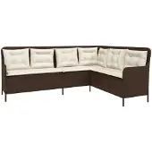 Syfax Gartensofa in L-Form mit Kissen Braun Poly Rattan